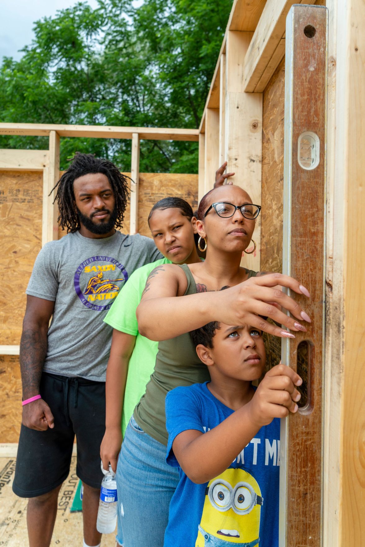 The team working on a Habitat for Humanity house.